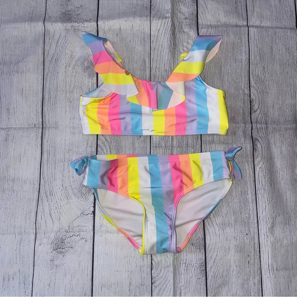 Justice Colorful Striped Kids Swim Set